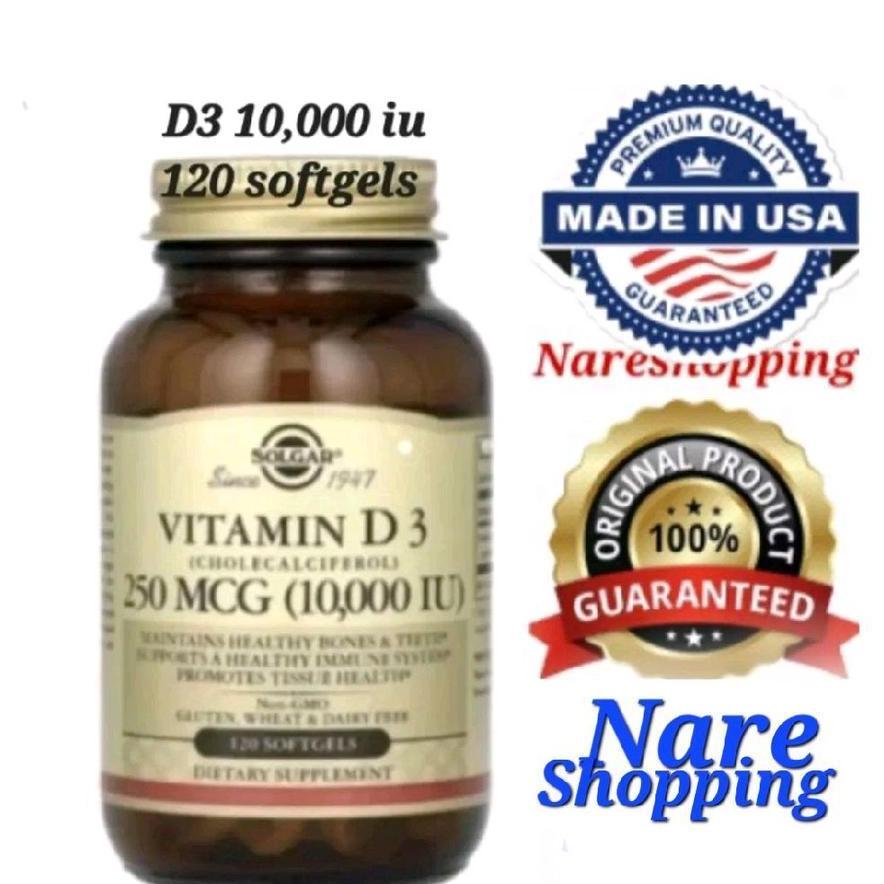 Solgar Usa Vitamin D3 (Cholecalciferol) 250 Mcg 10000 Iu 120 Softgels Exp ; May 2027 Original