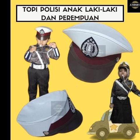 DISKON Topi Polisi TK/ Topi Polisi Anak Laki Perempuan/ Polisi Satuan Anak READY STOCK