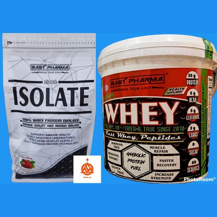 East Pharma Paket Whey Isolate 5lbs Dan Whey Protein Concentrate 5lbs