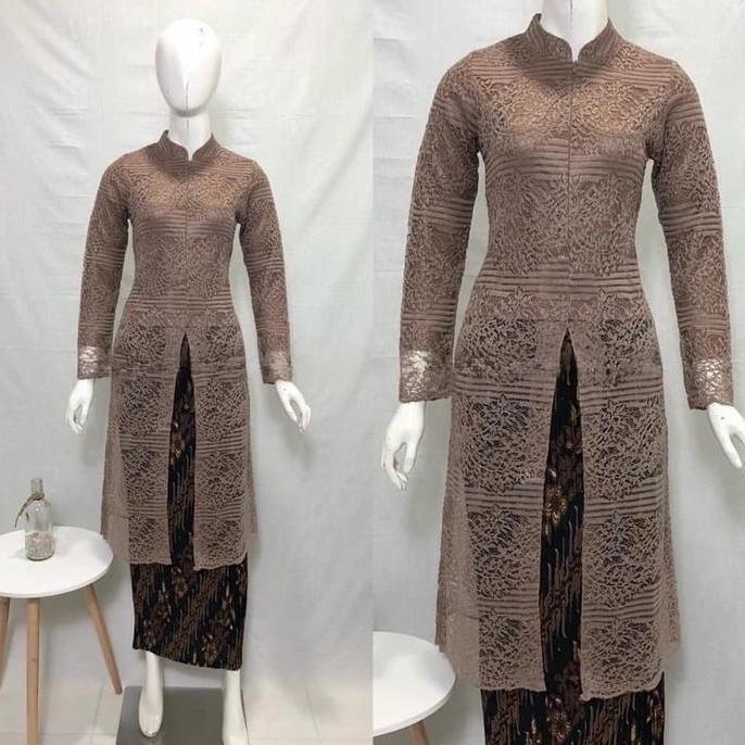 Setelan Atasan Kebaya Tunik Brokat Malika Jumbo LD 120 Kebaya Brokat busui Reseleting depan Kebaya K