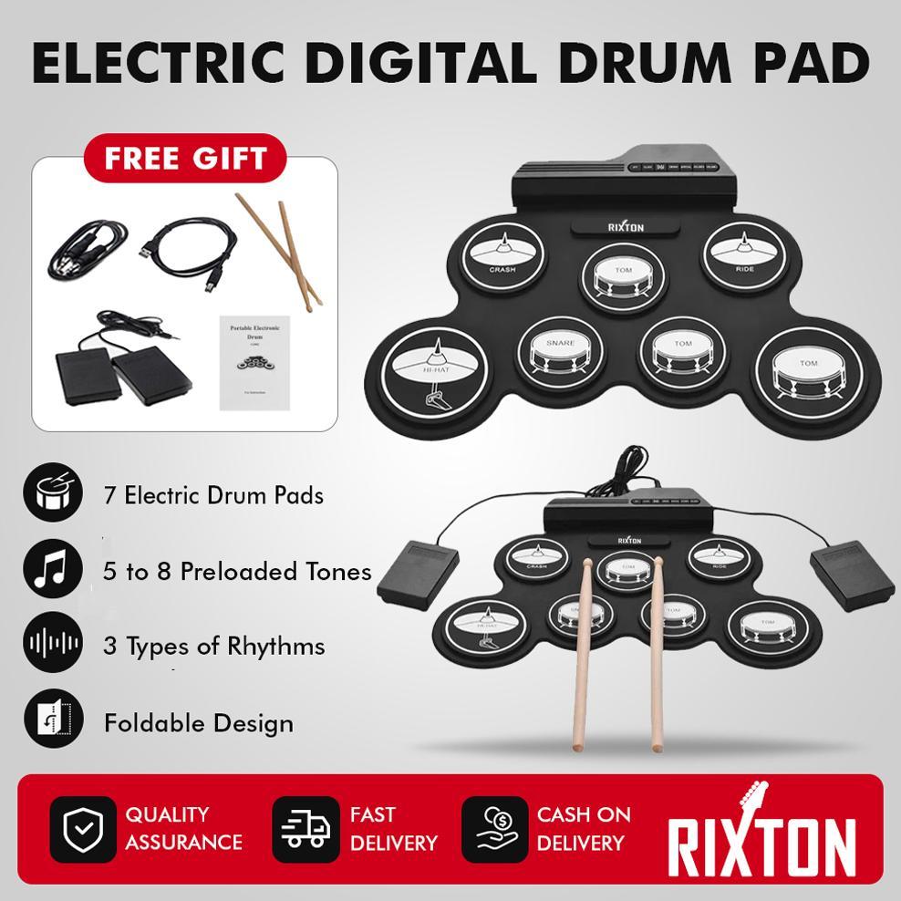 Rixton Digital Portabel Drum Roll Drum Elektronik Perkusi Portabel Silicone Hand Roll Drum Kit Drum 