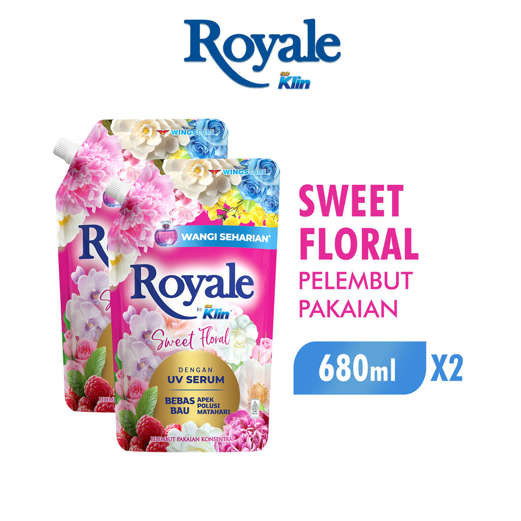 Royale Pelembut dan Pewangi Pakaian Sweet Floral Pouch 680 ml x2