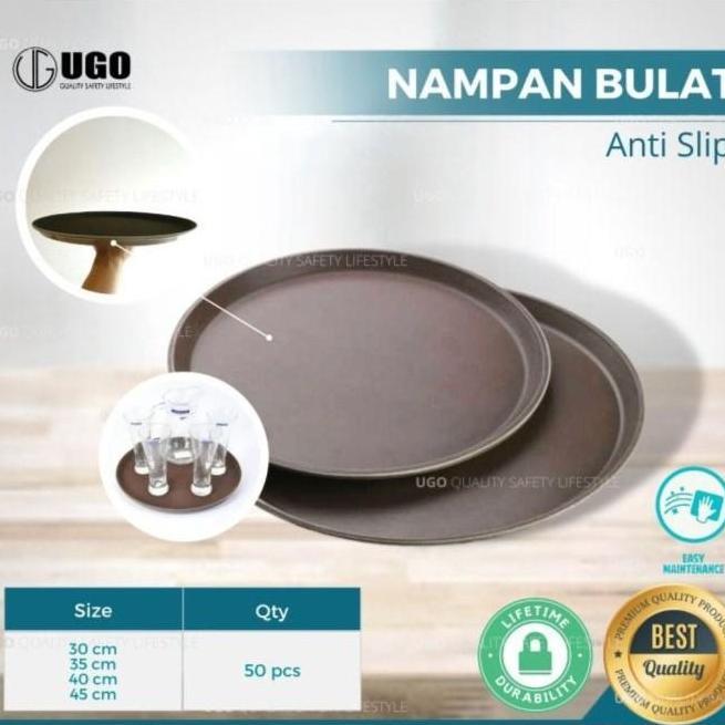 Bestone- UGO Nampan Baki Saji Tray Bulat Polos Plastik Bulat round anti slip