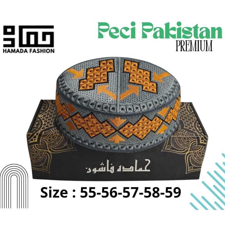 Kokodistrol - Peci Pakistan Full Bordir, Peci Haji Dewasa, Peci Hamada Fashion, Peci Exklusive - 100