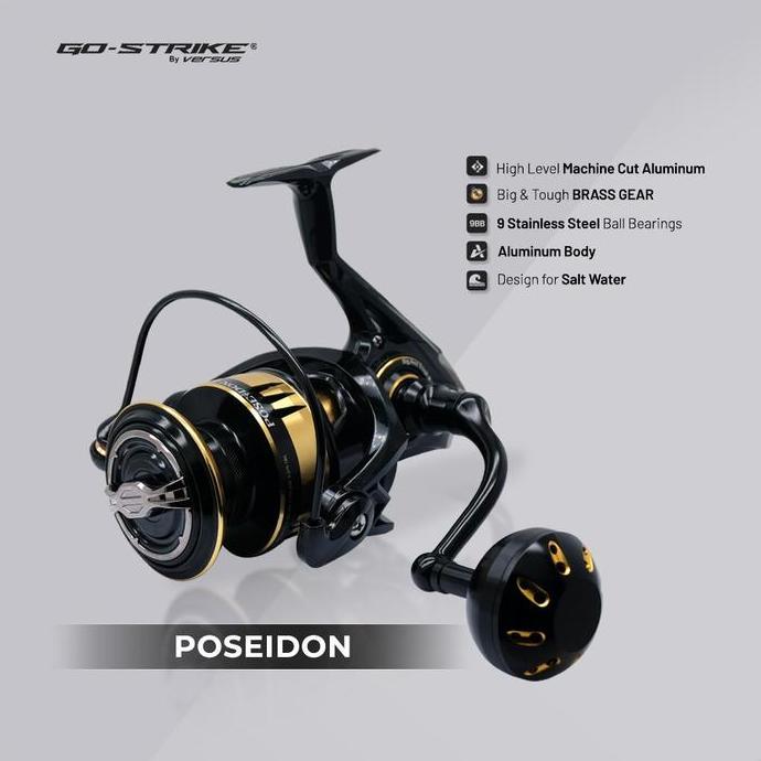 Super Murah, Reel Gostrike Versus Poseidon 6000Hg 9 Ball Bearings - Spinning Saltwater Max Drag 18Kg