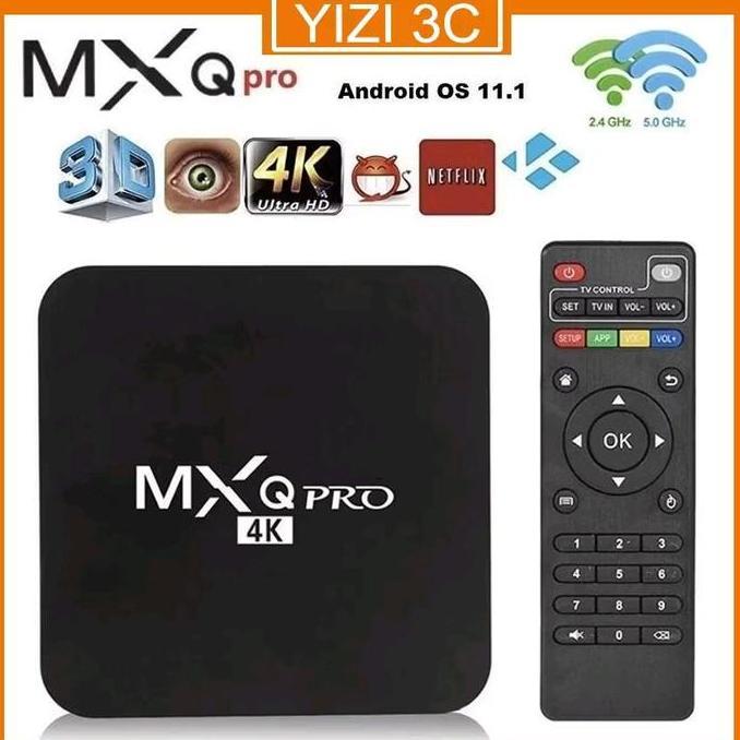 Kotak TV Android MxqPro 4K 5G dengan Prosesor Quad Core dan Sistem Operasi Android 10.0 - Speaker, L