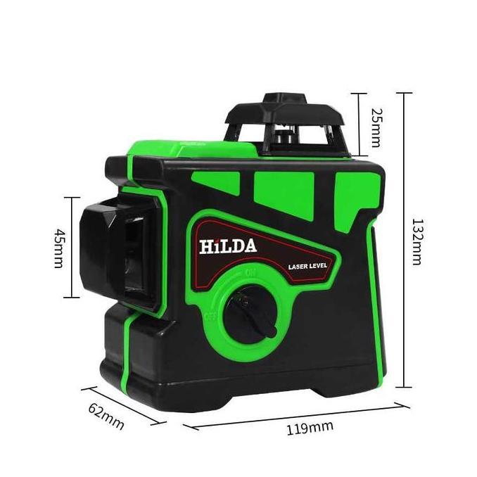 Laser Level 12 Line 3D HILDA Laser Level Pengukur Dimensi + Tropod [terbaik]