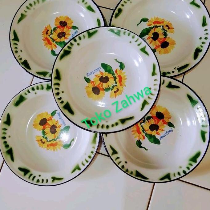 Murah 1 Lusin /12 Pcs Piring Seng/Piring Enamel/Piring Jadul (20Cm)