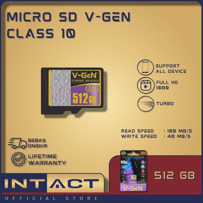 Rhqctwpn73- Microsd V-Gen Turbo 512Gb Class 10 Memory Card Micro Sd Vgen