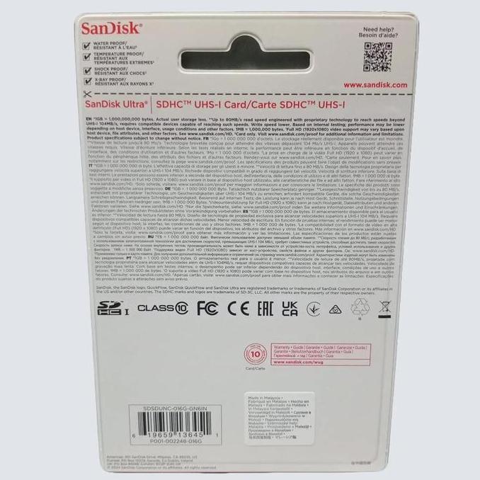 Rhqctwpn73- Memory Sd Sdhc Card Sandisk Ultra 16 Gb 80 Mb/S Utk Camera Handycam Kamera