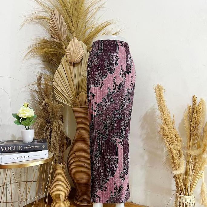 Newgir- Rok Batik Plisket / Rok Batik / Rok Plisket Kebaya  Bawahan  Panjang Semi Pesta Silk Wanita 