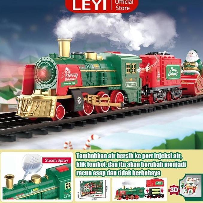 Berkualitas LEYI Kereta Mainan Anak Anak Mainan Kereta Api Full Set Lengkap Kereta Api Uap Mainan An