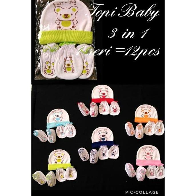 Topi + Sarung tangan kaki Impor Love Mom Besar KOMPLIT SET