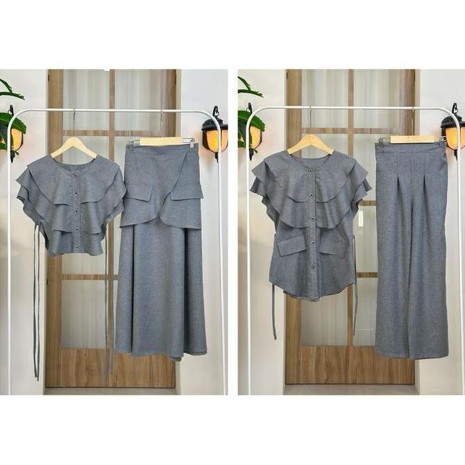 Newrelig- One Set Haruka 2 In 1 Cotton Madina||Busana Muslim Set Celana/Rok||One Set Remaja Dewasa B