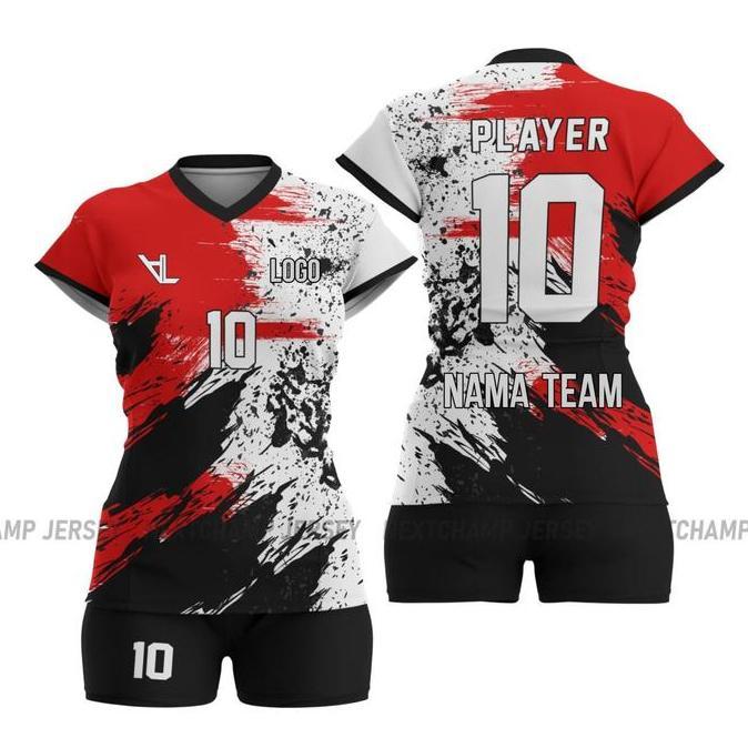 Jersey Voli Putri Terbaru Pasang Nama dan nomor pungg Full Printing Baju Volly olahraga wanita