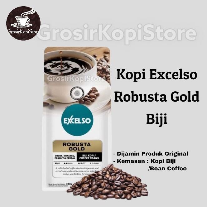 kopi biji Robusta | kopi biji Excelso Robusta gold 200g- Coffee Bean Excelso