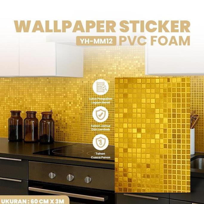 Vajargemilang6 - Wallpaper Foam PVC Full Glossy Wallpaper Stiker Dinding Roll Ukuran 6Cm x 3 Meter M