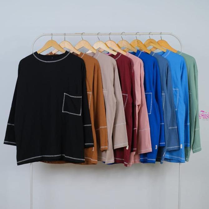 Newrelig- Aiisha | Kirani Kaos Cotton 100% | Atasan Kaos Wanita Panjang Bahan Katun Premium | Ld 110