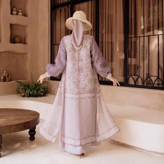 Murah Nabila Dress By Efer Syari | Dress Mewah | Dress Set Inner Outer | Dress Organza | Gamis Konda