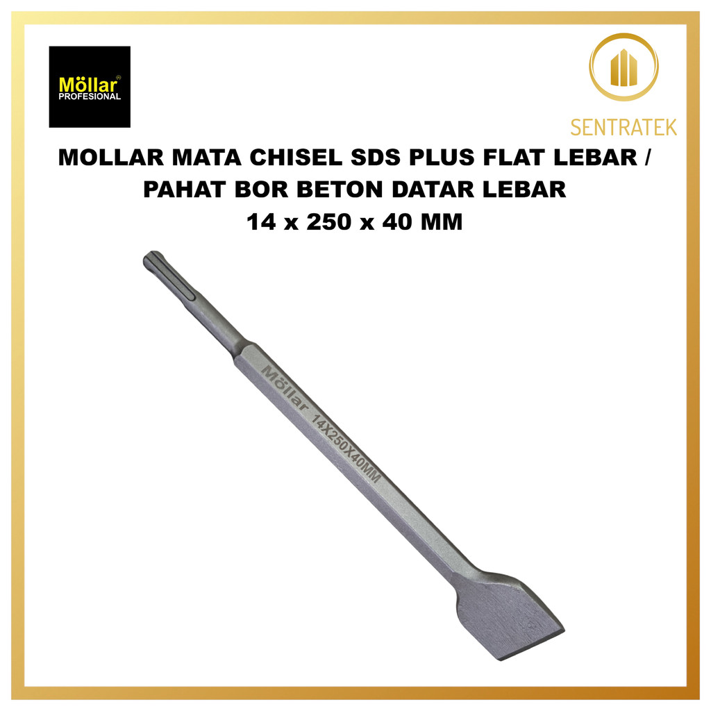 MOLLAR MATA CHISEL SDS PLUS FLAT LEBAR 14 x 250 x 40 MM / PAHAT BOR BETON DATAR LEBAR 14 x 250 x 40 