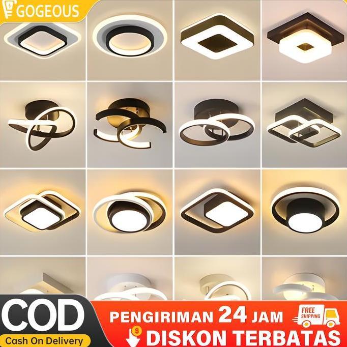 Gogeous Lampu Plafon Minimalis Modern Lorong Lampu Hias Ring Mewah 24W 3 Warna Ruang Tamu Kamar Tidu