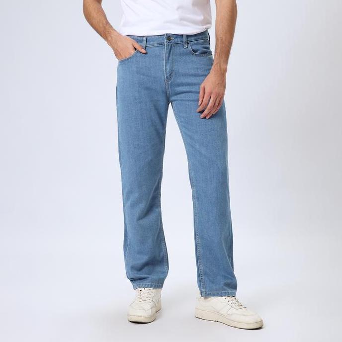Yxyg- Edwin Jeans - Celana Panjang Denim Pria Reguler Fit Straight Jeans 801 Soft Light Blue Indigo 