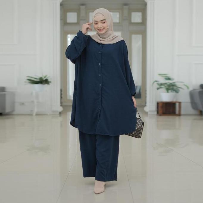 Newrelig- Avju One Set - Ld 150 130 Setelan Tunik 4Xl 6L Super Jumbo Premium Mewah 6Xl Panjang Crink