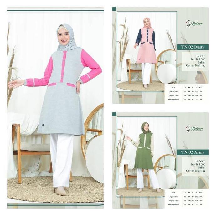 Ready Tunik Wanita Casual RAHNEM / TN - 02 / Fashion Muslim Polos
