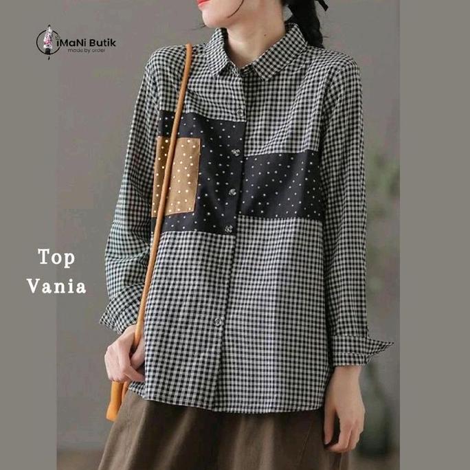 Ready Imani Butik Top Vannia Model Kotak Kancing Full Aktif Busui Friendly Wudhu Friendly Baju Canti