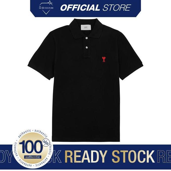 Ami Paris Black Small Logo Polo / Kaos Branded Orinal