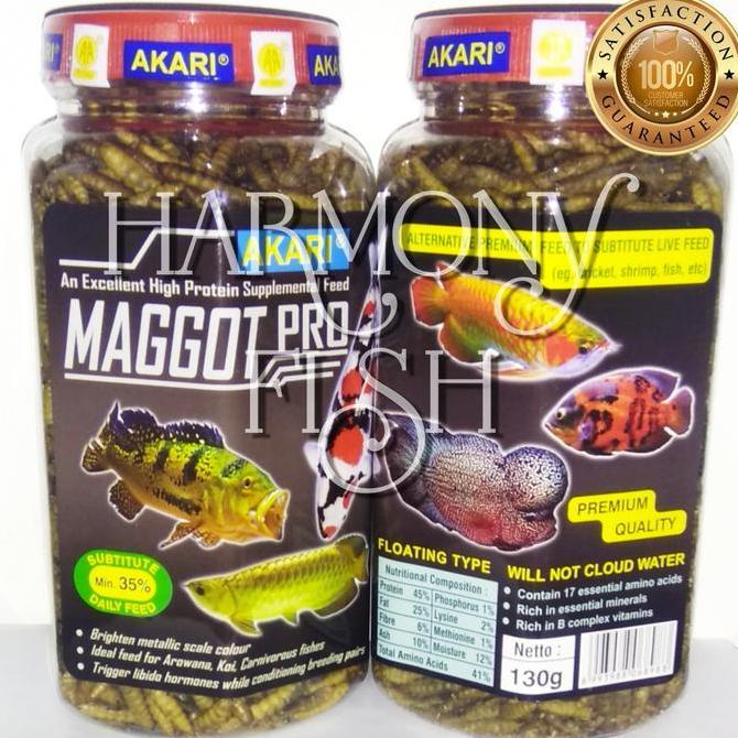 Fishtoday- Akari Maggot Pro 130Gr Arwana Koi Louhan Predator Oscar Channa Pakan Pengganti Udang Kela
