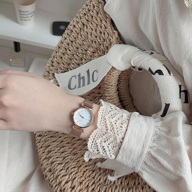 Watchtime- Barbee Jam Tangan Wanita Analog Ulzzang Strap Rantai Pasir Bulat Fashion Korea Watch Watc