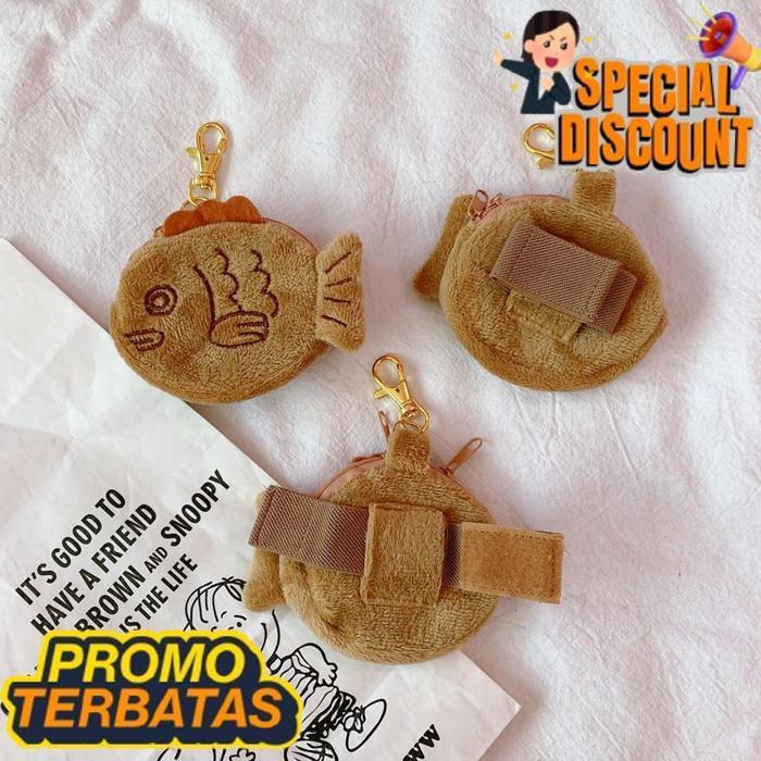 Siap Dikirim Dota Dompet Koin Headset Taiyaki Kue Ikan Import Jepang Bulu Plush Purse Dr-02