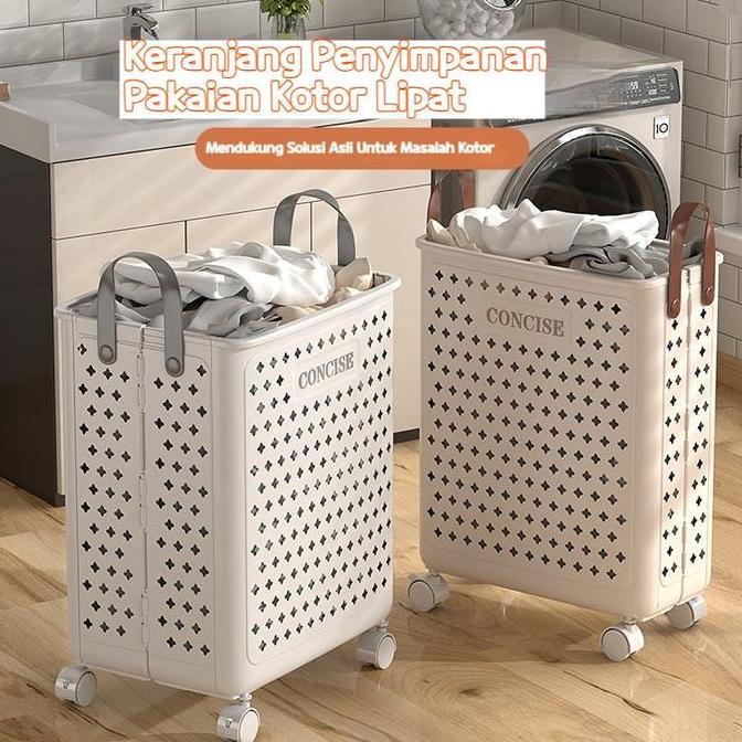CPE CODKeranjang Tempat Pakaian Kotor/Keranjang Laundry Dengan Roda/ Laundry Basket/Keranjang Lipat/