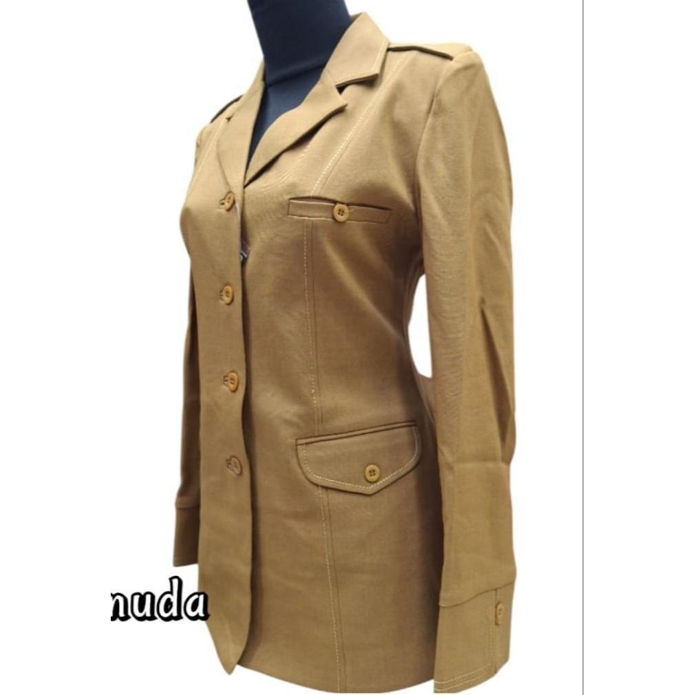 Premium Seragam Pemda Wanita Coklat Muda Setelan Rok & Celana Kerah Jas Ukuran Ss - S - M - L - Xl -