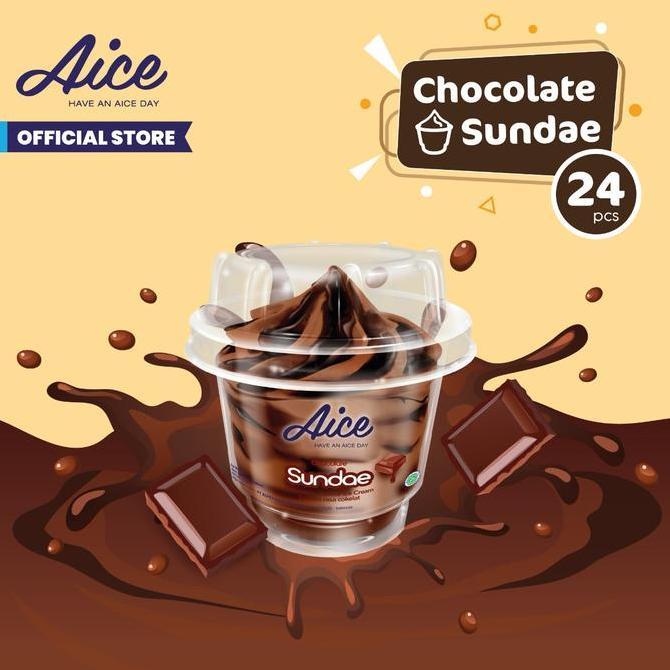 Bisakirim- Aice Ice Cream Chocolate Sundae Cup Es Krim (1 Karton = Isi 24 Pcs)