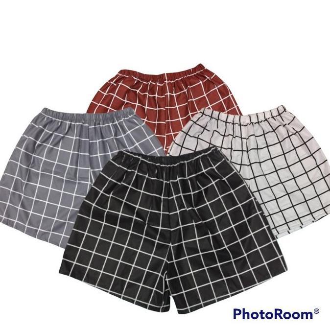 Boyboying- [Dapat 2] Tartan Celana Boxer Pria Harian Celana Kolor Pendek Murah Distro Santai Dewasa 