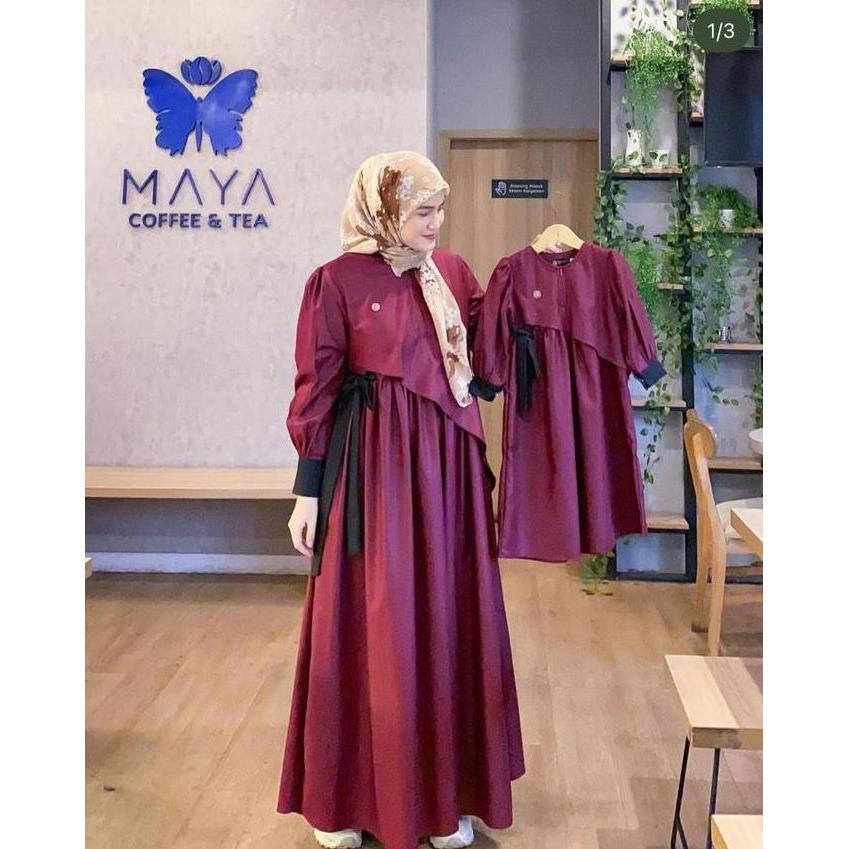 Super Hot, Gamis Couple Ibu Dan Anak/ Dress Arimbi Terbaru/Gaun Ibu Dan Anak/Gaun Serut Pinggang(Har