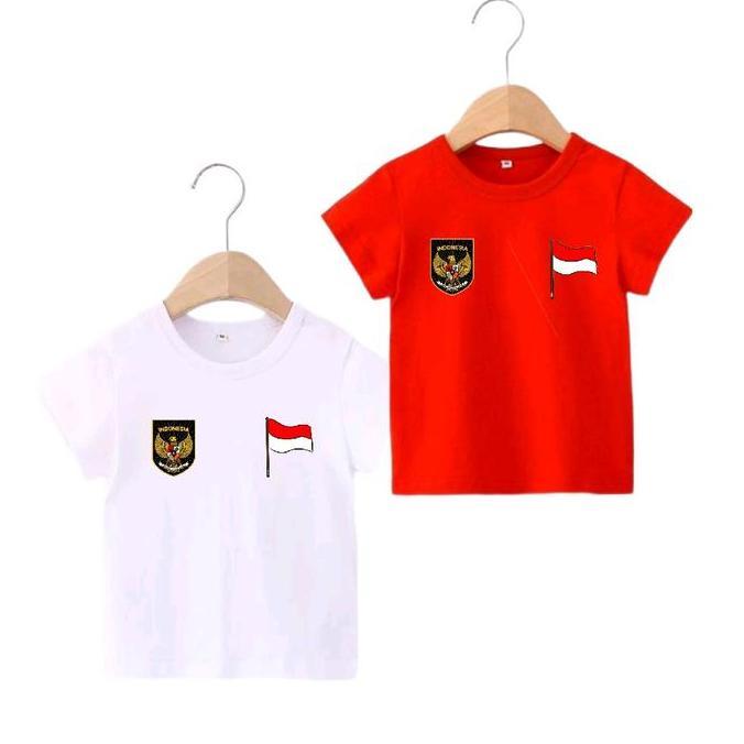 DE184 >> Kaos Anak Merah Putih Bendera Garuda Logo Fashion