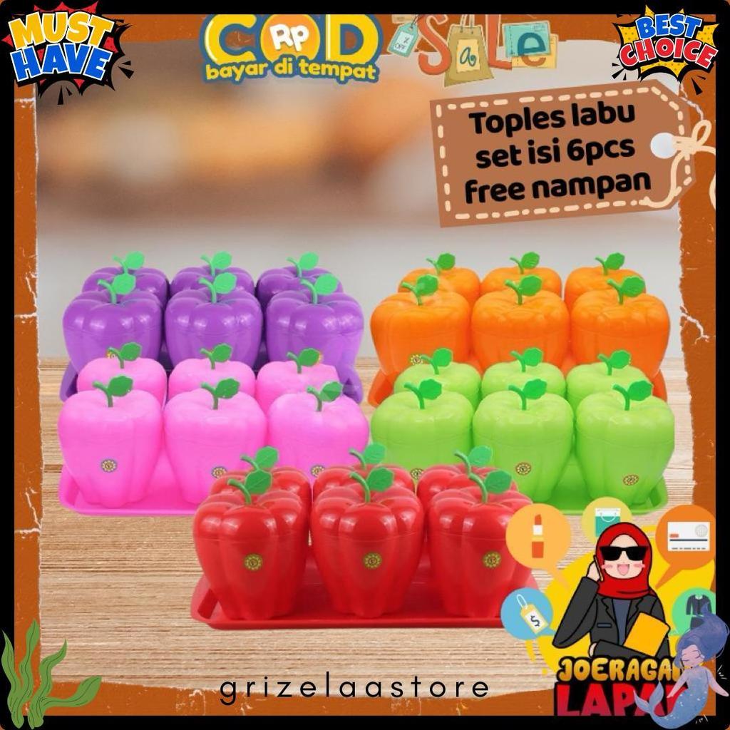 [Joeragan Lapak] Toples Bentuk Labu 6 Pcs + Nampan Tonam Bentuk Buah Lucu Aesthetic Tantos Daun Ukur