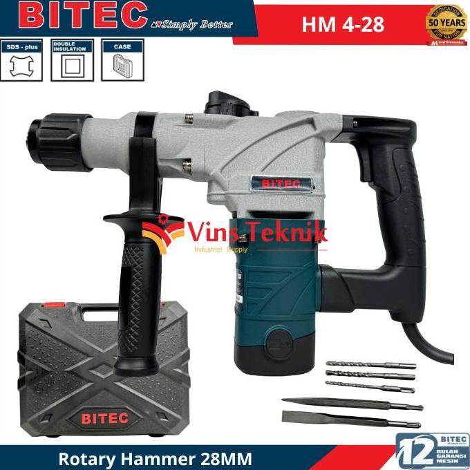 Promo BITEC HM 4-28 Mesin Bor Beton Rotary Hammer 28mm 900Watt SDS Plus HM4-28 Diskon