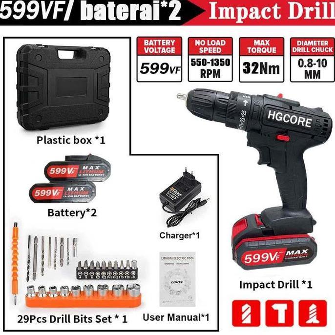 Promo Mesin Bor Bor Baterai Bor Listrik Bor Tanpa kabel Mesin Cordless Screwdriver Murah Bor Impact 