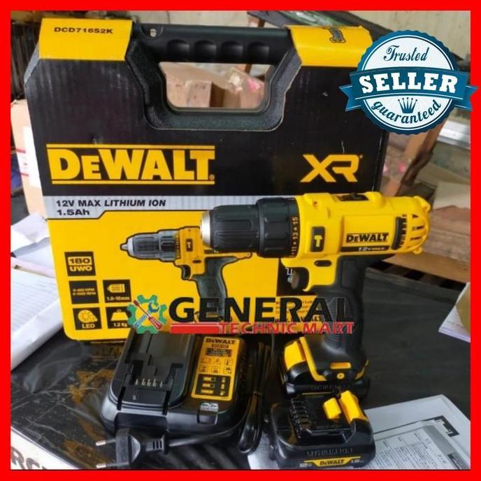 Promo Mesin Bor Baterai Cordless Hammer Drill DCD716C2K Dewalt /DCD716 Diskon