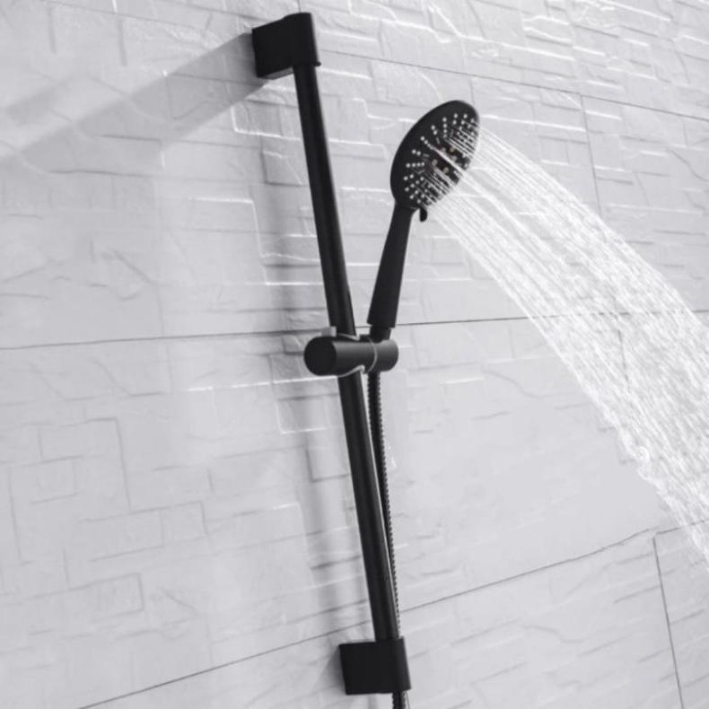 Shower set tiang stainless black/black-shower mandi-shower set