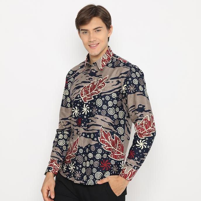 Enzy Batik Kemeja Batik Pria Abhipraya - Oslo Grey