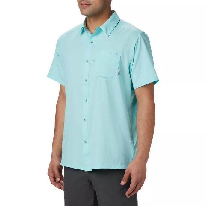 Kemeja PFG Tangan Pendek Pria warna tosca Muda(size XS)