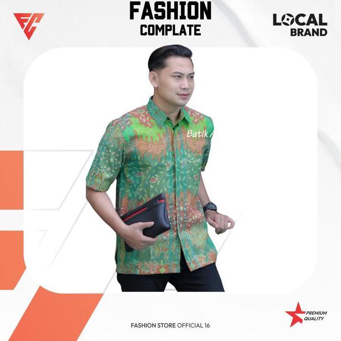 Koko Batik Jumbo Pria Lengan Pendek Tenun Motif Modern Premium