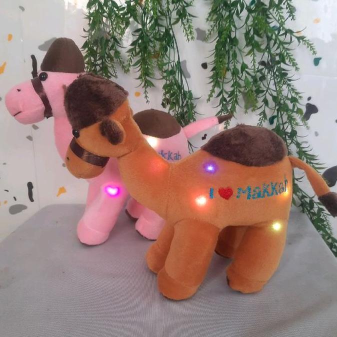 Lucuu- Boneka Unta Led Love Mekah  23 Cm,Oleh-Oleh Haji Dan Umroh