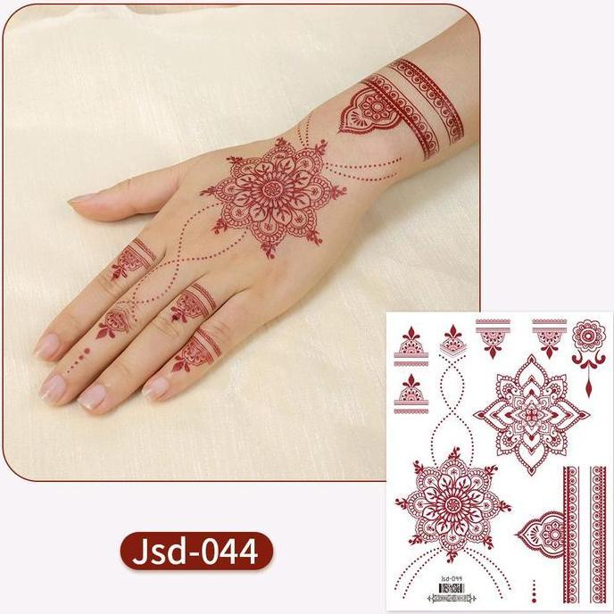 *****] Tato Tangan Henna Merah Renda Pernikahan Tatto Stiker Tato