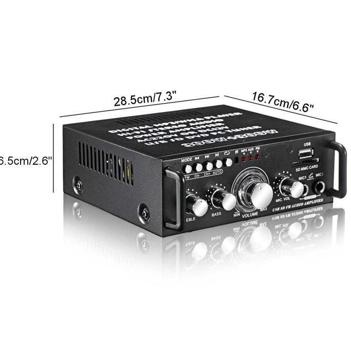 Audio Amplifier Bluetooth 5.0 Microphone AUX FM MP3 Player HEMAT